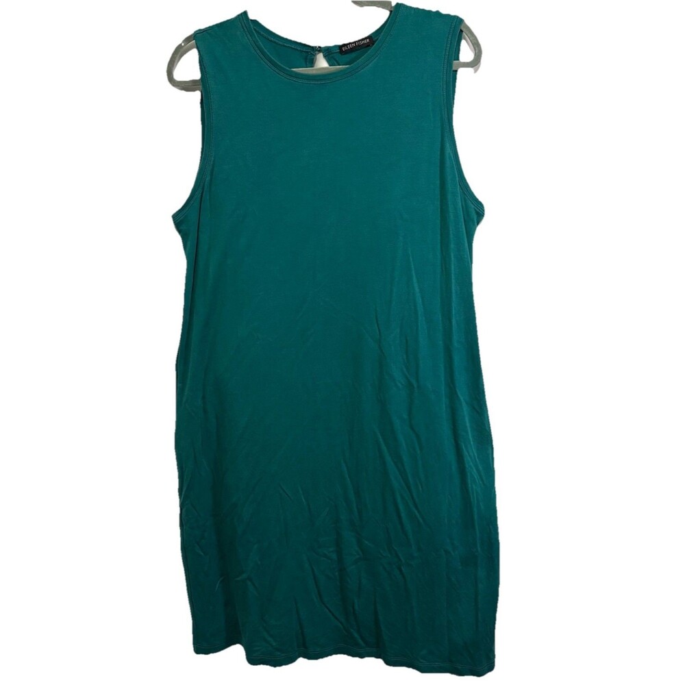 Eileen Fisher Tank Dress Teal Blue Green Midi Length  Tencel-Lycocell XL